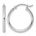 Sterling Silver Rhodium-plated 2mm Round Hoop Earrings, 21 x 2 mm