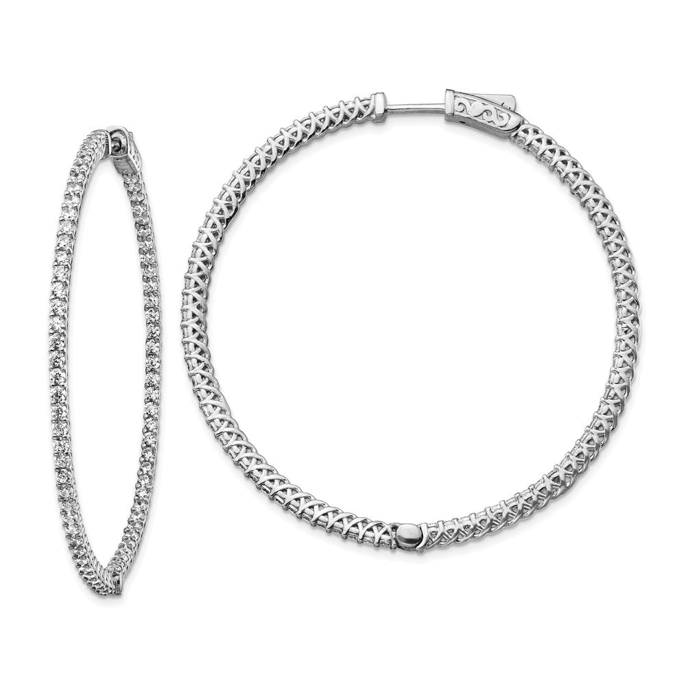 Sterling Shimmer Sterling Silver Rhodium-plated 146 Stone 1.7mm CZ In and Out Round Hinged Hoop Earrings, 51.5 x 51.5 mm