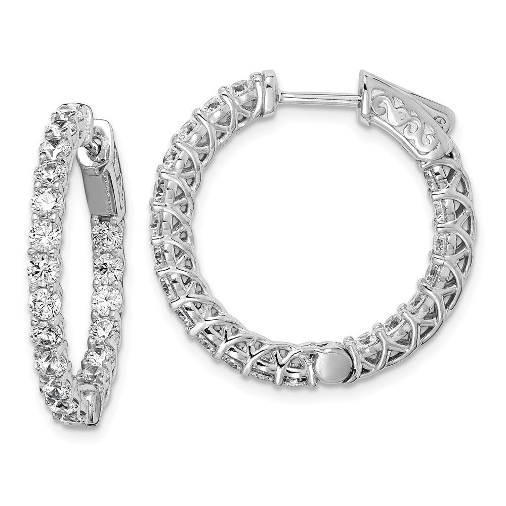 Sterling Shimmer Sterling Silver Rhodium-plated 40 Stone 2.5mm CZ In and Out Round Hinged Hoop Earrings, 25 x 25 mm