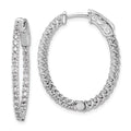 Sterling Shimmer Sterling Silver Rhodium-plated 60 Stone 1.7mm CZ In and Out Oval Hinged Hoop Earrings, 29.5 x 23.5 mm