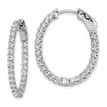 Sterling Shimmer Sterling Silver Rhodium-plated 50 Stone 2mm CZ In and Out Oval Hinged Hoop Earrings, 27 x 22 mm