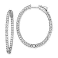 Sterling Shimmer Sterling Silver Rhodium-plated 76 Stone 2mm CZ In and Out Oval Hinged Hoop Earrings, 36 x 30.25 mm