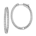 Sterling Shimmer Sterling Silver Rhodium-plated 66 Stone 2.0mm CZ In and Out Oval Hinged Hoop Earrings, 33.7 x 28 mm