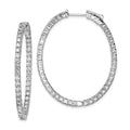 Sterling Shimmer Sterling Silver Rhodium-plated 84 Stone 2.3mm CZ In and Out Oval Hinged Hoop Earrings, 42 x 34 mm
