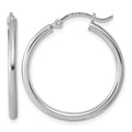 Sterling Silver Rhodium-plated 2mm Round Hoop Earrings, 27 x 2 mm