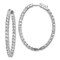Sterling Shimmer Sterling Silver Rhodium-plated 66 Stone 3.0mm CZ In and Out Oval Hinged Hoop Earrings, 46 x 36 mm