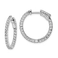 Sterling Shimmer Sterling Silver Rhodium-plated 50 Stone 1.7mm CZ In and Out Round Hinged Hoop Earrings, 23.5 x 23.5 mm