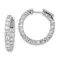 Sterling Shimmer Sterling Silver Rhodium-plated 30 Stone 3mm CZ In and Out Round Hinged Hoop Earrings, 23.5 x 22.5 mm
