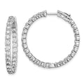 Sterling Shimmer Sterling Silver Rhodium-plated 50 Stone 3mm CZ In and Out Round Hinged Hoop Earrings, 33.5 x 33 mm