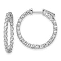 Sterling Shimmer Sterling Silver Rhodium-plated 38 Stone 2mm CZ In and Out Round Hinged Hoop Earrings, 24.7 x 25 mm