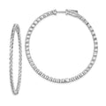 Sterling Shimmer Sterling Silver Rhodium-plated 90 Stone 2mm CZ In and Out Round Hinged Hoop Earrings, 44 x 45 mm