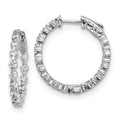 Sterling Shimmer Sterling Silver Rhodium-plated 28 Stone 2.7mm CZ In and Out Round Hinged Hoop Earrings, 26.2 x 25.4 mm