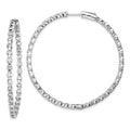 Sterling Shimmer Sterling Silver Rhodium-plated 78 Stone 2.75mm CZ In and Out Round Hinged Hoop Earrings, 50.5 x 49.5 mm