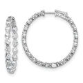 Sterling Shimmer Sterling Silver Rhodium-plated 36 Stone 3.5mm CZ In and Out Round Hinged Hoop Earrings, 36 x 35 mm