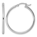 Sterling Silver Rhodium-plated 2mm Round Hoop Earrings, 32 x 2 mm