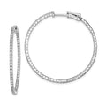 Sterling Shimmer Sterling Silver Rhodium-plated 122 Stone 1.3mm CZ In and Out Round Hinged Hoop Earrings, 38 x 39 mm