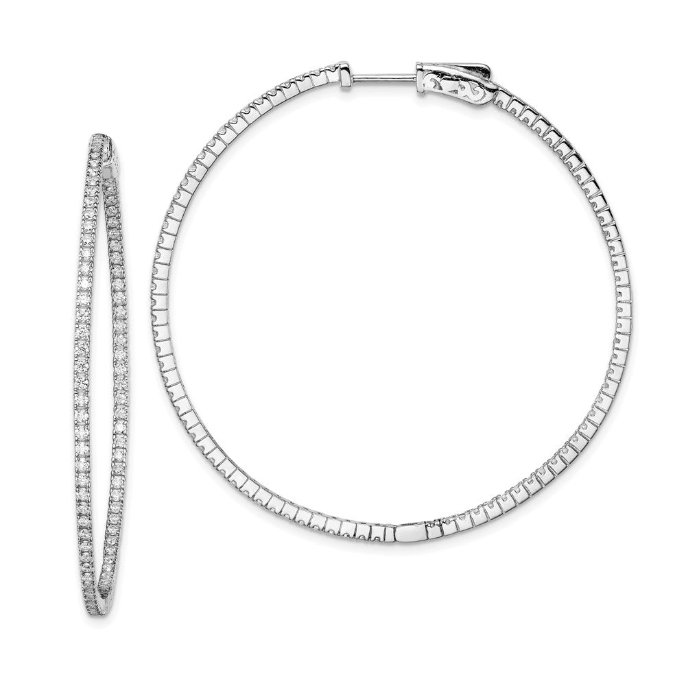 Sterling Shimmer Sterling Silver Rhodium-plated 162 Stone 1.2mm CZ In and Out Round Hinged Hoop Earrings, 49 x 49 mm