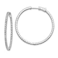 Sterling Shimmer Sterling Silver Rhodium-plated 100 Stone 1.6mm CZ In and Out Round Hinged Hoop Earrings, 36 x 37 mm
