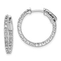 Sterling Shimmer Sterling Silver Rhodium-plated 34 Stone 1.9mm CZ In and Out Round Hinged Hoop Earrings, 21 x 20.8 mm