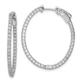 Sterling Shimmer Sterling Silver Rhodium-plated 78 Stone 1.3mm CZ In and Out Oval Hinged Hoop Earrings, 30.7 x 25.3 mm