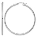 Sterling Silver Rhodium-plated 2mm Round Hoop Earrings, 47 x 2 mm