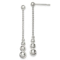 Sterling Silver Polished Teardrop & Bead Post Dangle Earrings, 40 x 5 mm