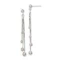 Sterling Silver Polished Graduated Beaded Chain Post Dangle Earrings, 58 x 5 mm