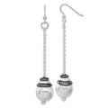 Sterling Silver & Black Rhodium Polished & Textured Dangle Bead Earrings, 77.75 x 14 mm