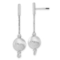 Sterling Silver Polished & Textured Ball Post Dangle Earrings, 41.5 x 10.1 mm