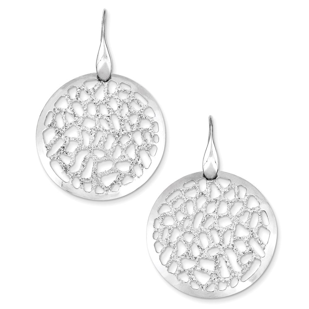 Sterling Silver Rhodium Plated Glitter Enamel Leverback Earrings, 52 x 37 mm
