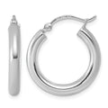 Sterling Silver Rhodium-plated 3mm Round Hoop Earrings, 21 x 3 mm