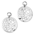 Sterling Silver Rhodium Plated Disc with Crystals Post Earrings, 39 x 31 mm