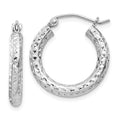 Sterling Silver Rhodium-plated D/C 3x20mm Hoop Earrings, 20 x 3 mm