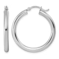 Sterling Silver Rhodium-plated 3mm Round Hoop Earrings, 31 x 3 mm