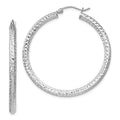 Sterling Silver Rhodium-plated D/C 3x40mm Hoop Earrings, 40 x 3 mm