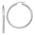 Sterling Silver Rhodium-plated D/C 3x45mm Hoop Earrings, 45 x 3 mm