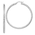 Sterling Silver Rhodium-plated D/C 3x55mm Hoop Earrings, 55 x 3 mm