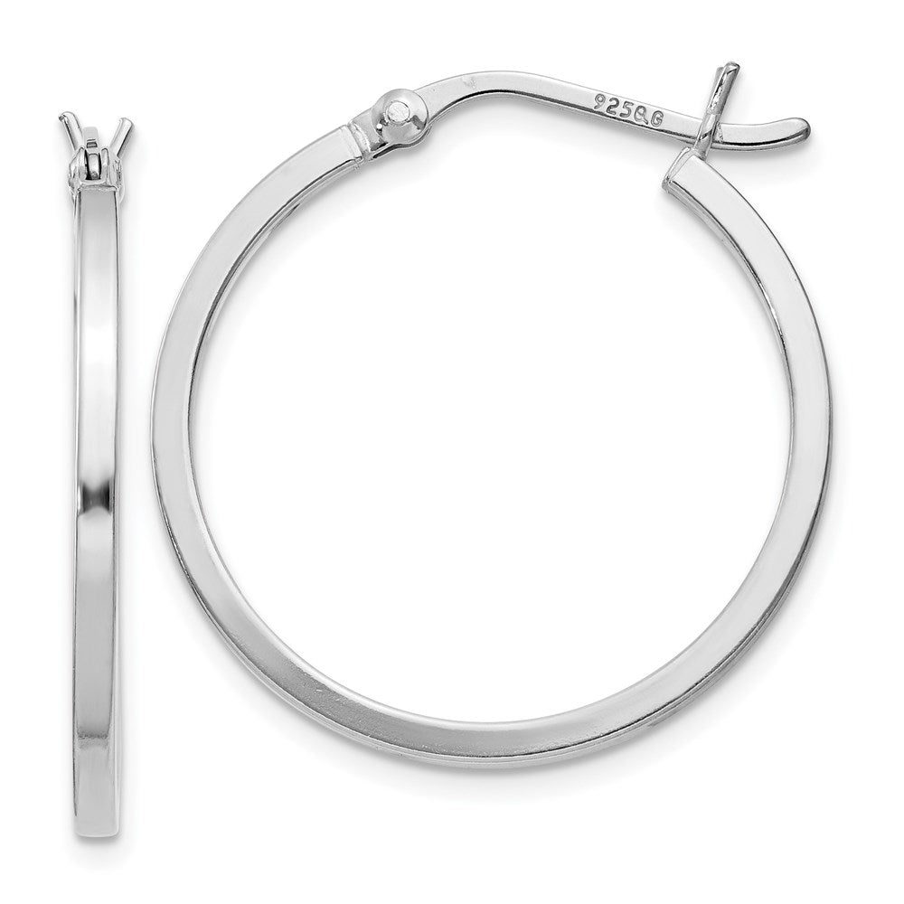 Sterling Silver Rhodium-plated 1.5x25mm Hoop Earrings, 25 x 1.5 mm