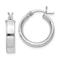 Sterling Silver Rhodium Plated 4x16mm Hoop Earrings, 16 x 4 mm