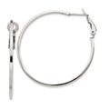 Sterling Silver RH-plated 1.5x40mm Omega Back Round Hoop Earrings, 40 x 1.5 mm
