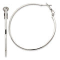 Sterling Silver RH-plated 1.5x50mm Omega Back Round Hoop Earrings, 50 x 1.5 mm