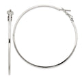 Sterling Silver RH-plated 1.5x60mm Omega Back Round Hoop Earrings, 60 x 1.5 mm