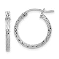 Sterling Silver Rhodium-plated Diamond-cut 2x20mm Square Tube Hoop Earrings, 20 x 2 mm