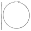 Sterling Silver Rhodium-plated Diamond-cut 2x80mm Square Tube Hoop Earrings, 81 x 2 mm