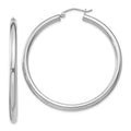 Sterling Silver Rhodium-plated 3mm Round Hoop Earrings, 47 x 3 mm
