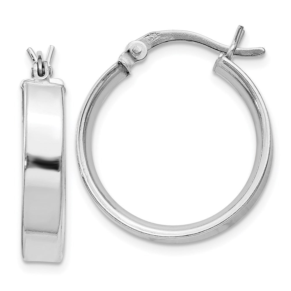 Sterling Silver Rhodium Plated 4.25x20 Hoop Earrings, 20 x 4.25 mm