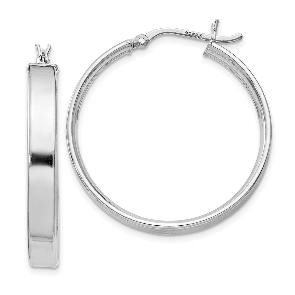 Sterling Silver Rhodium Plated 4.25x30 Hoop Earrings, 30 x 4.25 mm