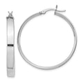 Sterling Silver Rhodium Plated 4.25x35 Hoop Earrings, 35 x 4.25 mm