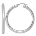 Sterling Silver Rhodium-plated 4mm Round Hoop Earrings, 47 x 4 mm