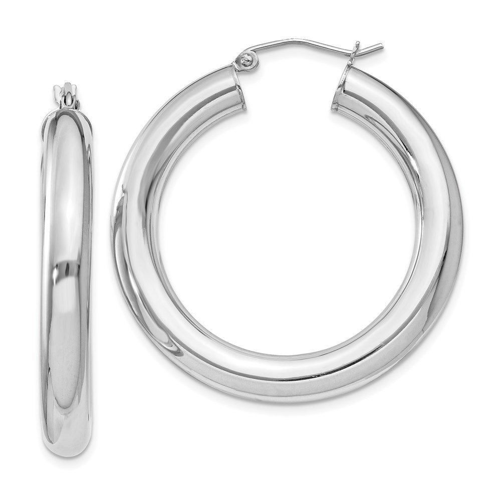 Sterling Silver Rhodium-plated 5mm Round Hoop Earrings, 37 x 5 mm